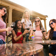 group of women at a wine tasting event